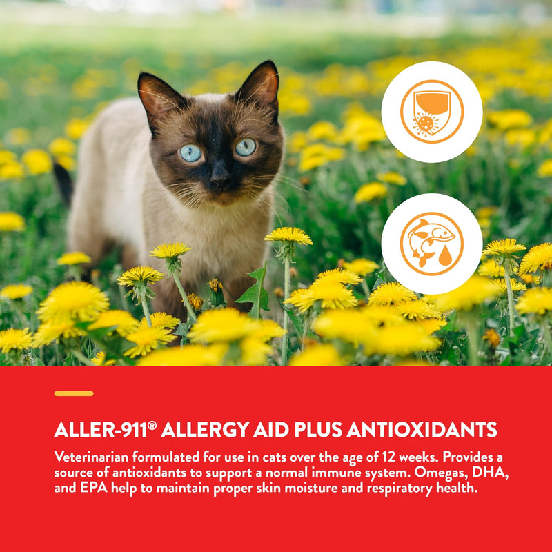 NaturVet – Aller-911 Allergy Aid Plus Antioxidants For Cats – 60 Soft Chews | Supports Immune System, Skin Moisture & Respiratory Health | Enhanced With Omegas, DHA & EPA | 30 Day Supply - PawsPlanet Australia