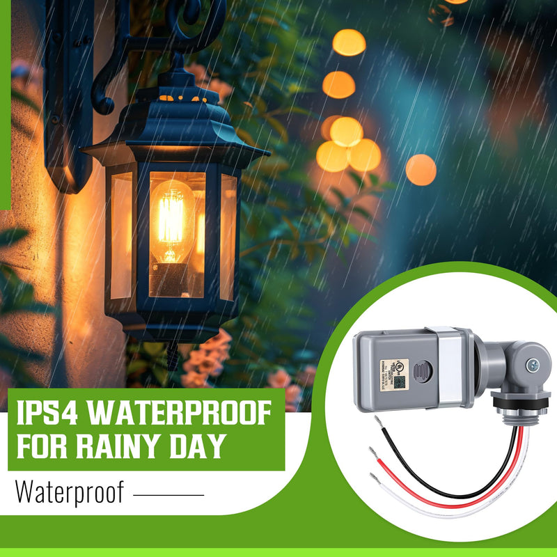 2 Pack Photocell Sensor for Outdoor Lights, 120VAC 50/60 Hz Photocell IP54 Waterproof, Swivel Mount Photocell, Dusk to Dawn Sensor Photoelectric Switch for Back Yard Lightening