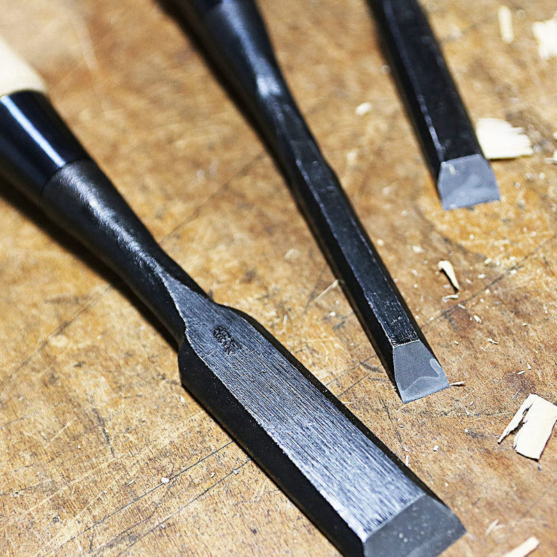 KAKURI Japanese Mortise Chisel for Woodworking 1/2" (12mm), Made in JAPAN, Professional Wood Chisel Oire Nomi (Hand Forged), Japanese White Steel No.2 Blade, White Oak Wood Handle 12mm