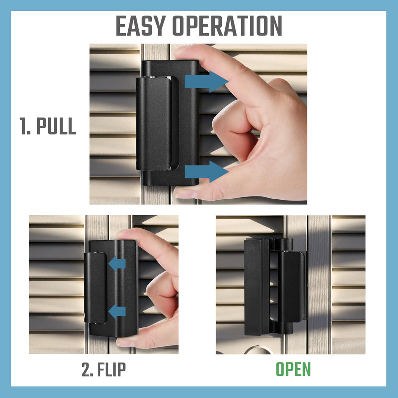 4Pack Home Security Door Reinforcement Lock Childproof, Add High Security to Home Prevent Unauthorized Entry, Aluminum Construction Finish Black Aluminum-4Pack