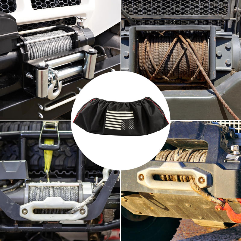 Winch Cover,Heavy Duty Waterproof Winch Cover with Elastic,Indoor/Outdoor Winch Accessories,Weather Resistant Cover for Electric Winches 8,500 lb-175,00 lb for Your Jeep,ATV,Boat,Trailer,Sailboat Blackx1