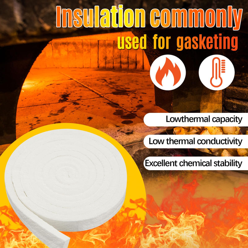 Qilery Ceramic Fiber Fireplace Insulation 1''x1/4''x200'', 2200f Rated 1" X 1/4" X 200''