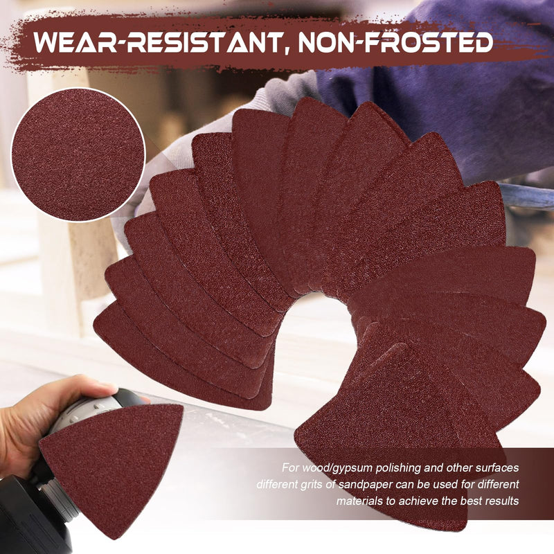 161Pcs Oscillating Tool Sanding Pad Kit, Includes 3Pcs Triangle Sanding Pads, 3Pcs Finger Sanding Pad, 150Pcs Sandpaper and 5 Saw Blades, for Wood Polish Sanding, & Other Surfaces