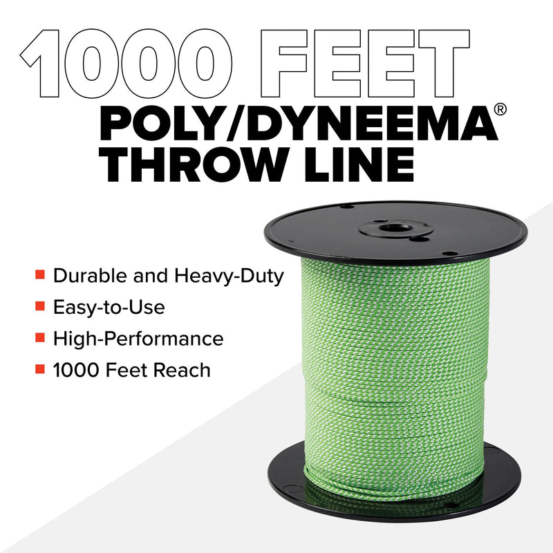 Jameson Poly/Dyneema® Throw Line, 2.5mm x 180 ft, High Strength 450 lbs, Neon Green & White, Compatible with Tru Shot Launcher – Ideal for Arborist & Tree Care