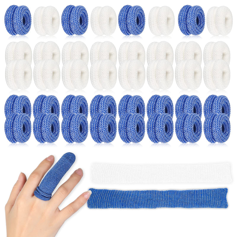 Tubular Bandage Finger Roll Cotton Finger Cots Elastic Finger Gloves Finger Dressings Finger Tips Bandage Tubular Gauze Blue White Bandages for Fingers Sprains and Swelling 15 x 600 mm(40 Pcs) 40