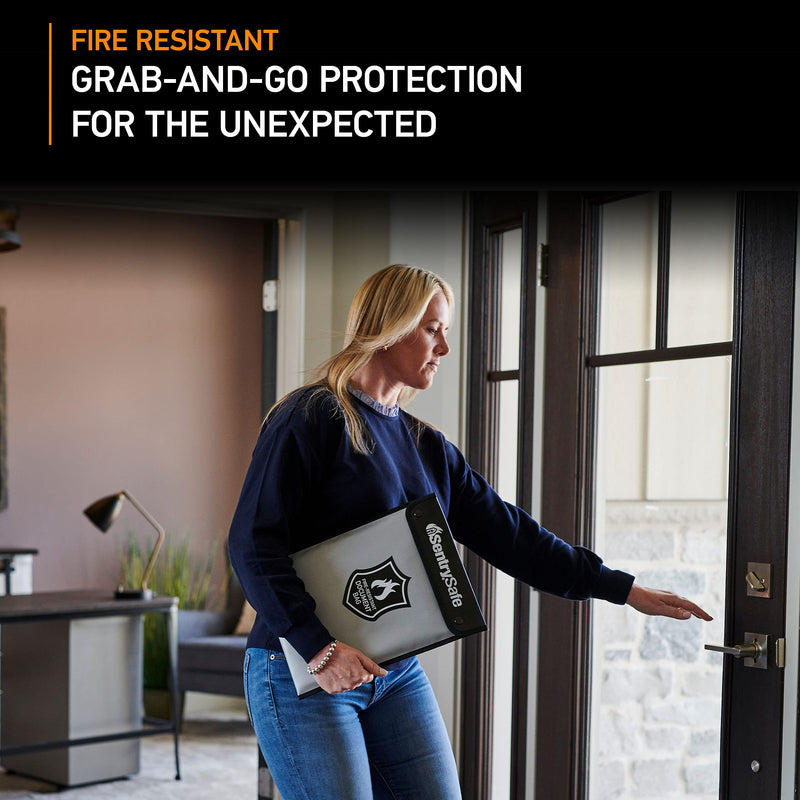 SentrySafe Fire and Water Resistant Portable Bag with Zipper for Money or Document Storage, FBWLZ0SSC Fire Resistant Document Bag Box