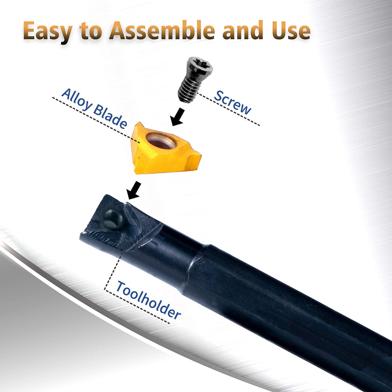 Lathe Turning-Tools Threading Holder - Metal Lathe Cutting Tools 3pcs Internal Turning Holders Boring Bars SNR0008K11+SNR0010K11+SNR0012M11 with 3pcs Indexable Carbide Inserts for Lathe Tools