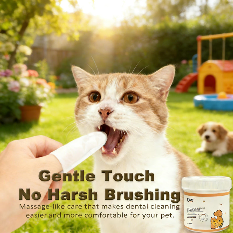 CGO Pet Teeth Cleaning Finger Wipes (50 Count) - Soft Dental Finger Covers for Dogs & Cats - Effectively Removes Plaque & Tartar, Freshens Breath - Alcohol-Free, Non-Irritating Oral Care Routine