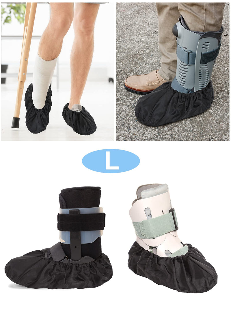 Janmercy 10 Pcs Fracture Walking Boot Cover Recovery Shoes Covers Waterproof Rain Cover for Walking Boot Brace Orthopedic Cover with Rubber Sole Reusable Boot Cover (Large) Large