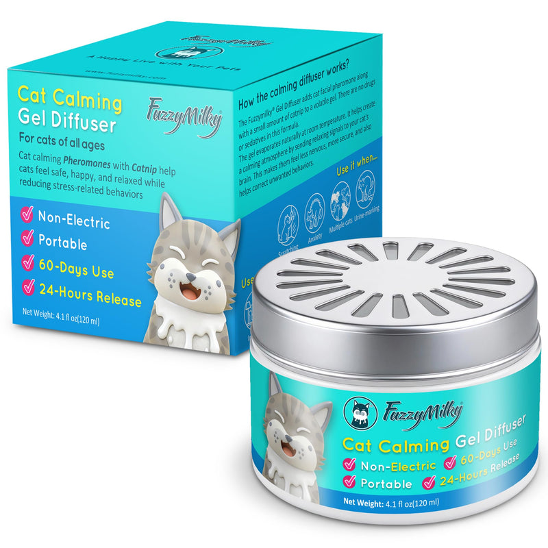 Cat Pheromone Calming Diffuser Gel, Unplugged Cordless Cat Calming, Anxiety Relief, Lasting 2 Months, Adjustable for Home,Car Travel, Scratching,Urine Marking(120 ml, 4.1 fl oz) Striped