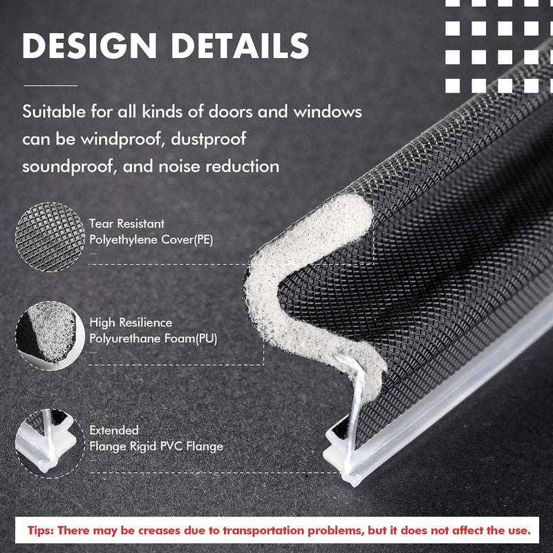 BBTO Door Weather Stripping Seal Winter Windows Kerf Soundproof Strip V-Shaped Q Foam Weather Stripping Door Frame for Card Slot Large Gap and Easy Installation(40 Feet,Black) 40 Feet Black