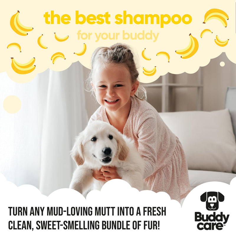 Banana Dog Shampoo by Buddycare | Deep Cleansing Shampoo for Dogs | Banana Scented | with Aloe Vera and Pro Vitamin B5 (33.8oz) 33.8oz - PawsPlanet Australia