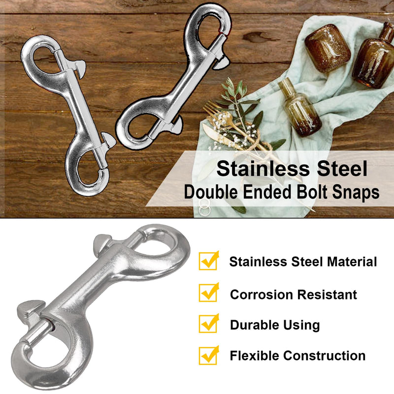 Atibin Ended Double Bolt Snaps Large Stainless Steel Bolt Snap Hooks Clips Trigger Snap Bolt Hook 3.9 inch 4Pcs