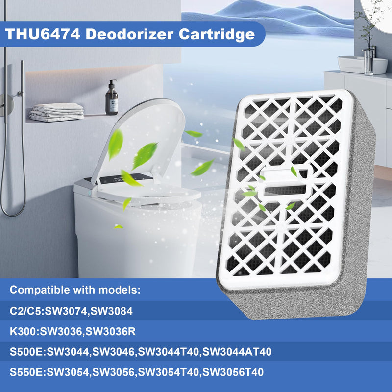 4 Pack Deodorizer Filter Cartridges Compatible with TOTO Washlet THU6474-01 THU6072 S500E S550E K300 C2 C5 SW3074 SW3054T40 SW3056T40, Bathroom Toilet Deodorizing Carbon air Filter