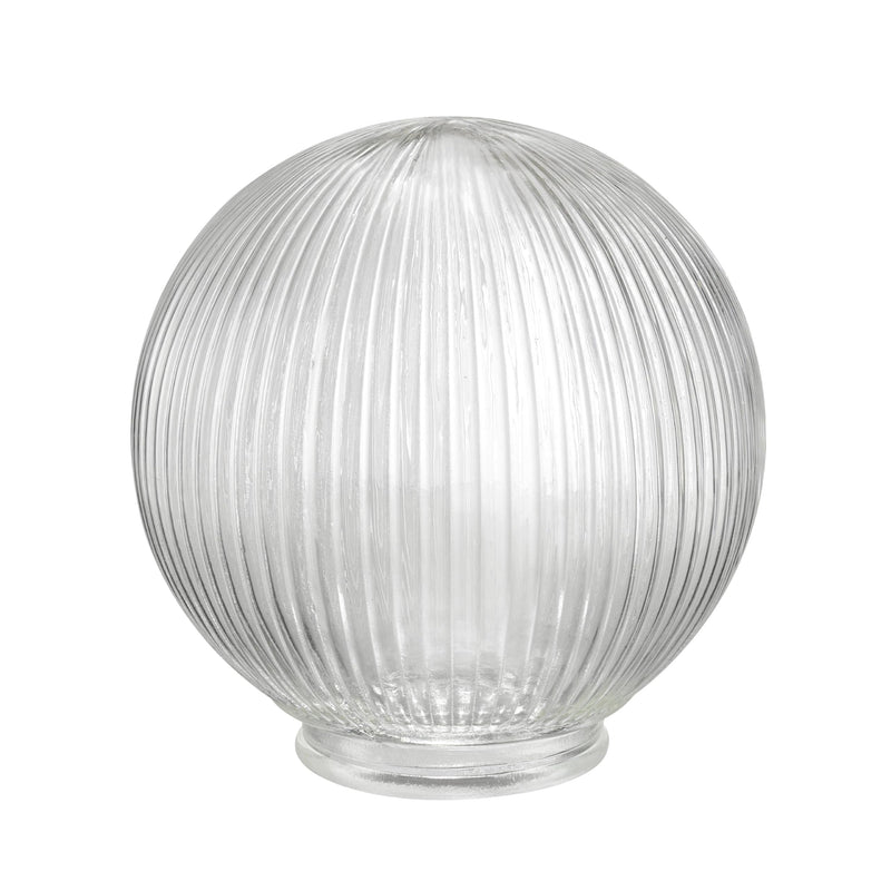 Aspen Creative 28006-75-1, 6-3/8" Reeded Clear Glass Globe For Lighting Fixture And Ceiling Fan, Fitter: 3-1/8" 1