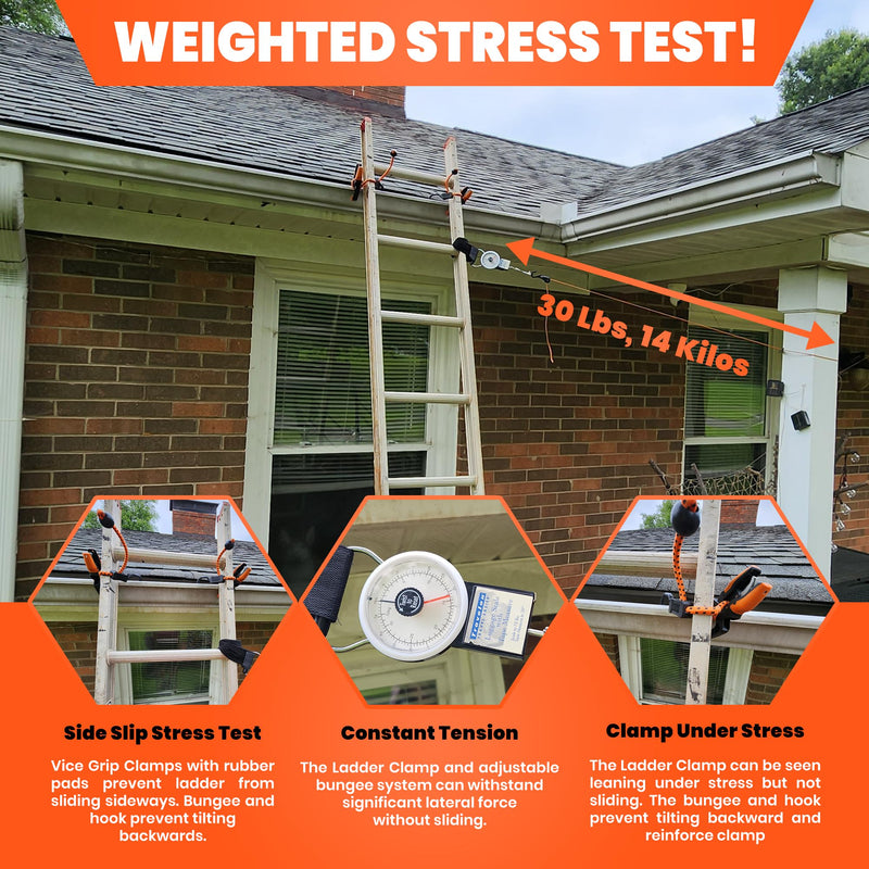 Holden USA - Ladder Clamp - Ladder Stabilizer Clip – Secure Ladder Safety Clamp for Roof, Gutters, and Wall Prep – Durable Ladder Support Cord for Roofing and Gutter Tasks (Pair / 2 Units) Pack of 2