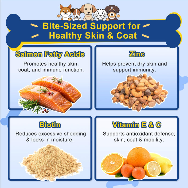 Dog Allergy Relief Chews, Salmon Fish Oil for Dogs Skin and Coat