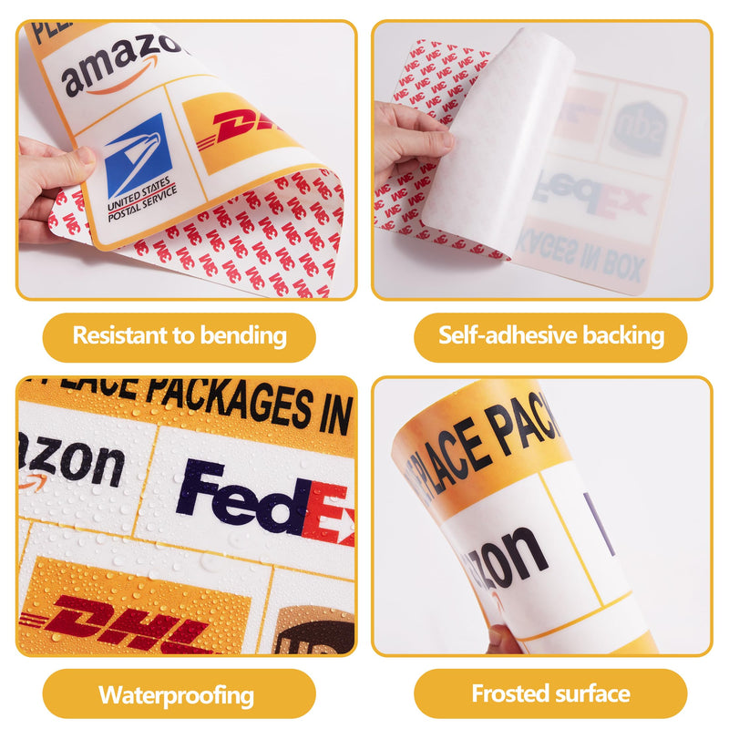 Please Leave Packages and Deliveries Here Sign，Self-Adhesive Weatherproof Delivery Signs for Packages, Please Place Packages in Box for Home，Office，Shop，Box, Door Place Packages in Box（yellow）