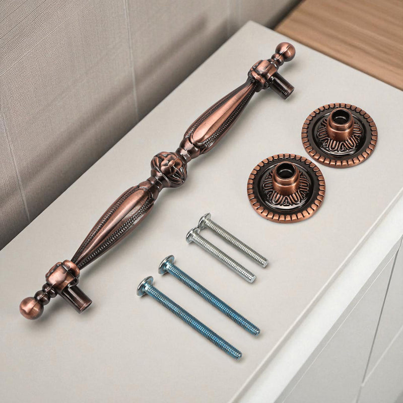 5 Packs of 5'' Bronze Vintage Cabinet Handles – Antique Copper Drawer Pulls, Euro Style Dresser Pull for Kitchen Furniture, Bedroom & Bathroom Hardware, 5''/128mm Hole Centers, 6.5 Inch Overall Length