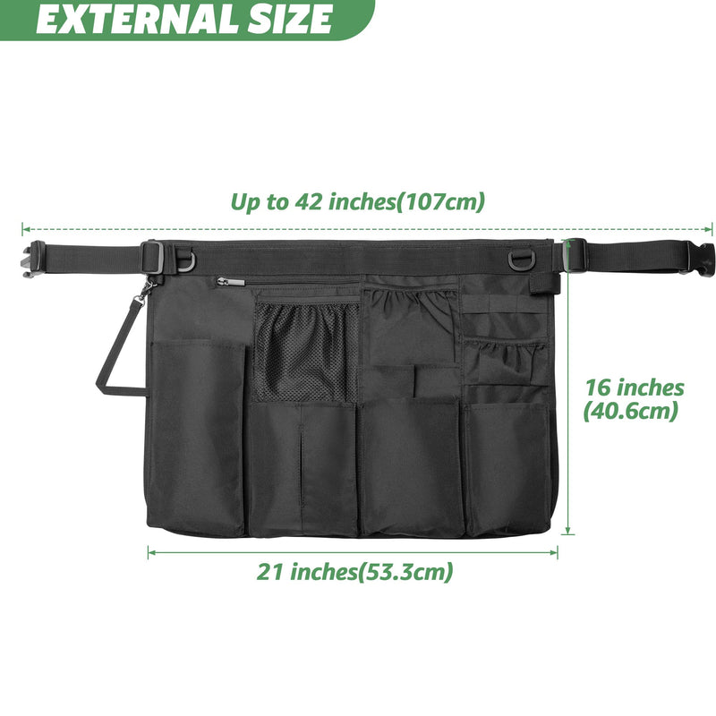 LoDrid Cleaning Apron for Housekeeping with 9 Pockets, Professional Cleaning Bag with Adjustable Waist Belt, Cleaning Supplies Apron for Work, Black