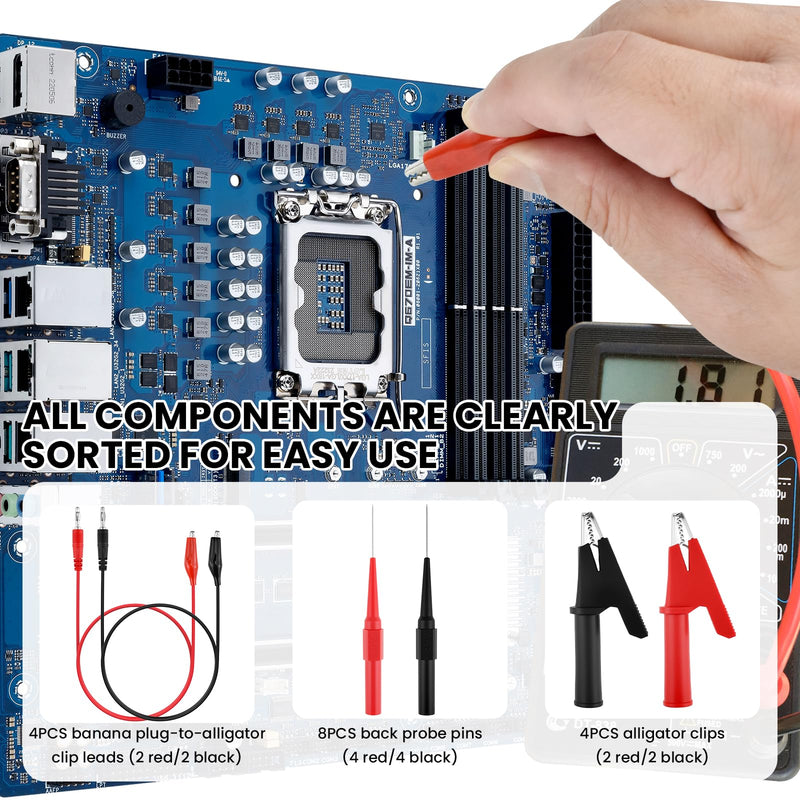 16Pcs Back Probe Kit, Banana Plug Wires with Electrical Testing Probes & Insulated Alligator Clips for Automotive Circuit Diagnosis, Vehicle Electrical Maintenance 16PCS