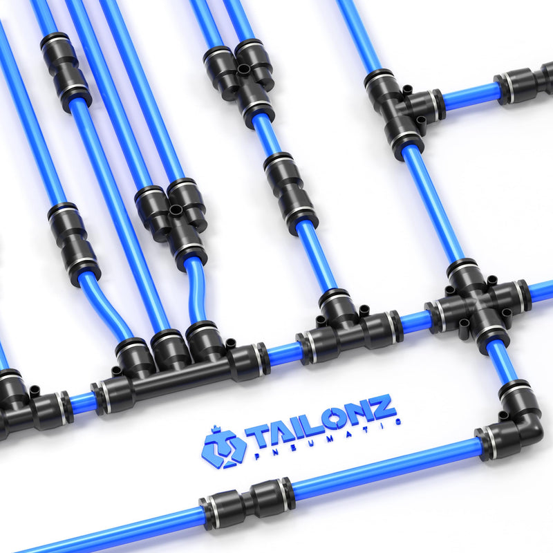 TAILONZ PNEUMATIC Black Straight 1/4 inch Tube OD Push to Connect Tube Fittings Push Lock PU-1/4 (Pack of 10) 1/4"OD