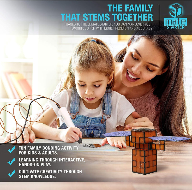 3Dmate Starter - Transparent 3D Pen Mat 9 x 7 Inches with Compatible Stencils Book - Flexible Two-Sided Heat-Resistant Silicone - 3D Pen Accessories - Templates for Kids, Adults STARTER w Stencils