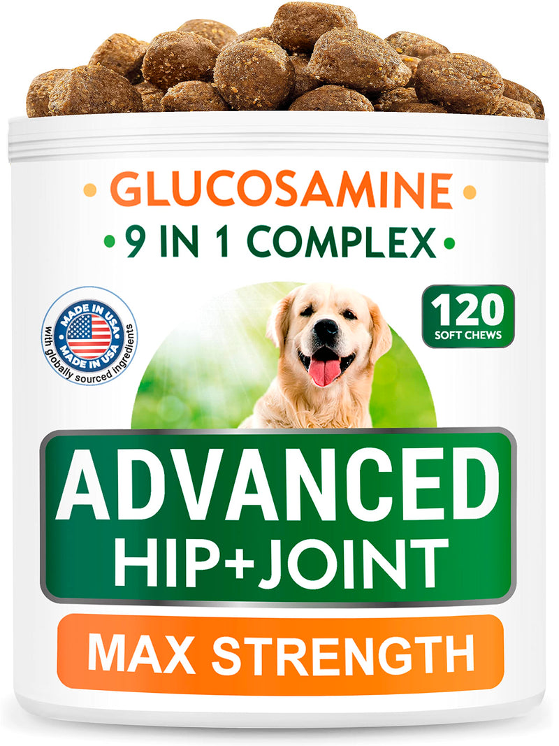 Glucosamine Dog Treats + Calming Hemp Treats Bundle - Senior Advanced Joint Health + Anxiety Relief - Chondroitin, Omega-3 + Hemp Oil - Hip & Joint Care + Stress Relief - 120 + 120 Chews - Made in USA