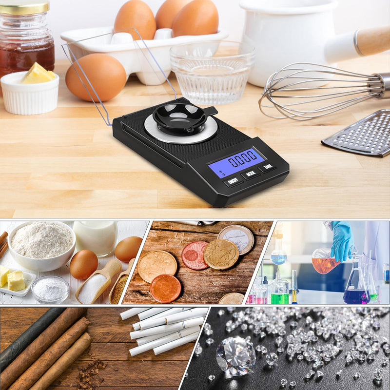 Milligram Scale, 50g/0.001g High Precision Mg Scale, Jewelry Scale with Tare, 6 Unit Powder Scale, Digital Miligram Scale for Powder Medicine, Gem, Micro Gram Scale, Reloading Scale Gold 50g / 0.001