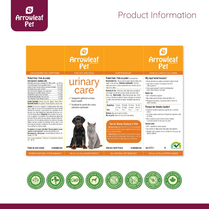 Urinary Care for Cats and Dogs | for Urinary Tract Support | Herbal Tincture 100mL - PawsPlanet Australia