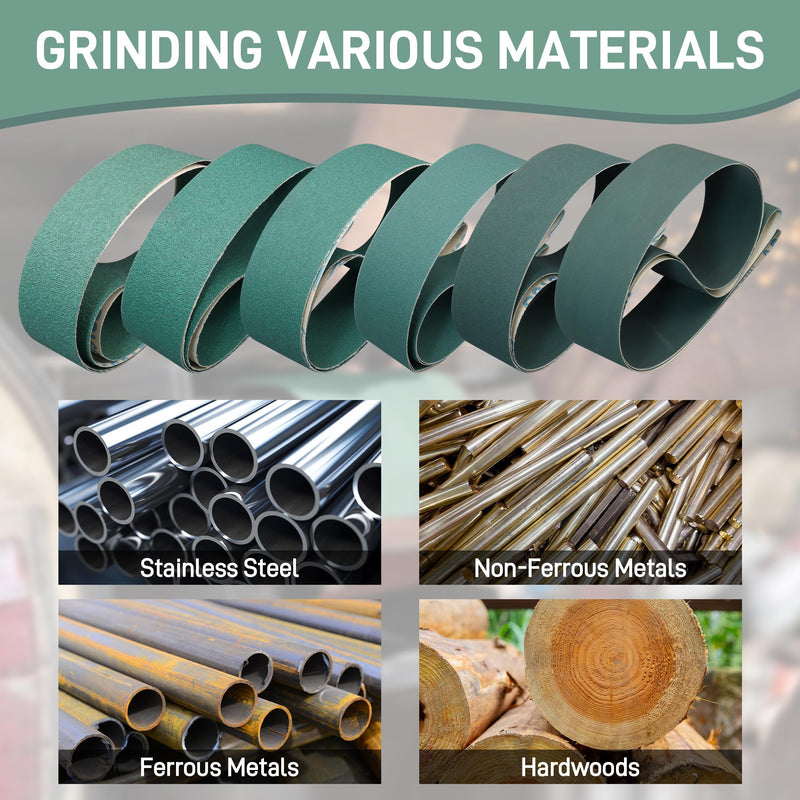 2 x 72 Ceramic Grinding Belts, 6 Pack 2x72 Sanding Belts 60 80 120 180 240 400 Grit, 2x72 Inch Belt Grinder Knife Sharpening Belt for Metal Working Ceramic-Soft Backing 60-400 Grit