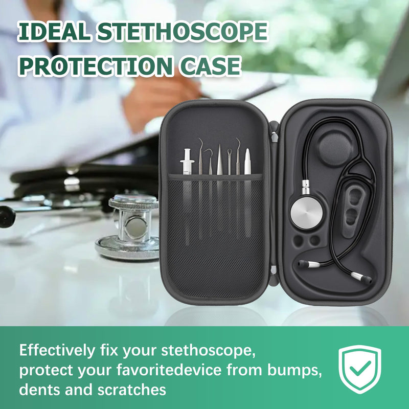 1 Pack Digital Stethoscope Case - 13.19x7.48x1.77 Inches Large Carrying Case, Fits Digital/Cardiology Stethoscopes (Black)