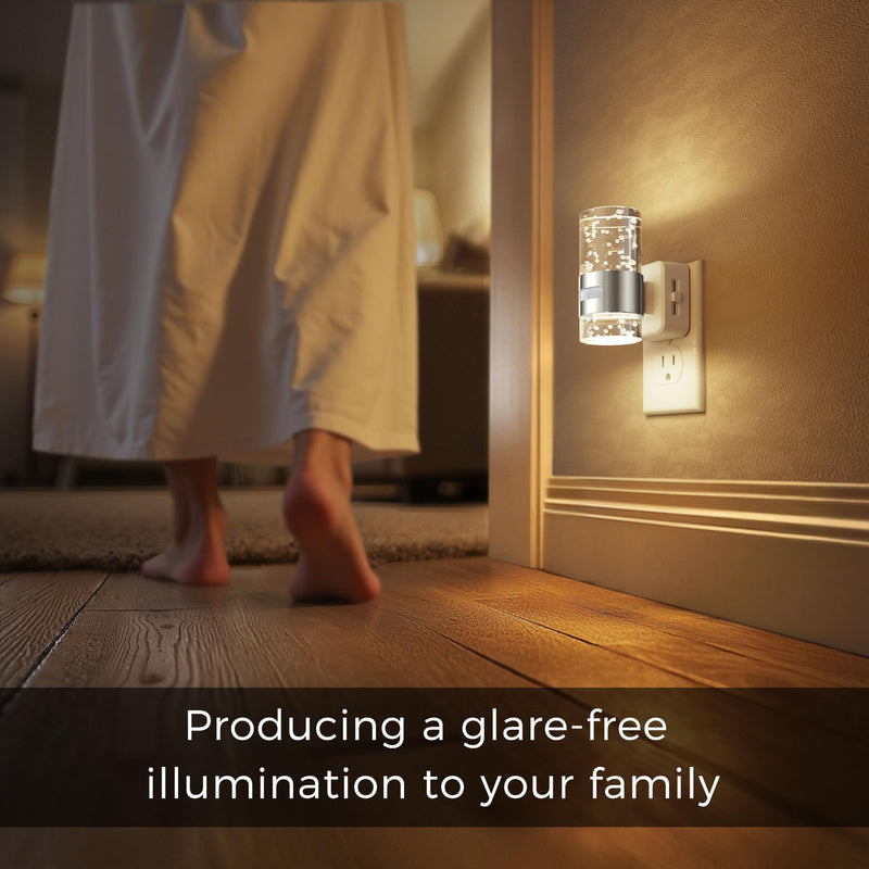 L LOHAS LED Motion Sensor Night Light,Dimmable Night Lights Plug into Wall, 2 Pack 3000K Night-Lights with 0-100 LM Adjustable, Acrylic Bubble Plug in Nightlight for Bathroom Hallway Nursery Sliver-motion sensor