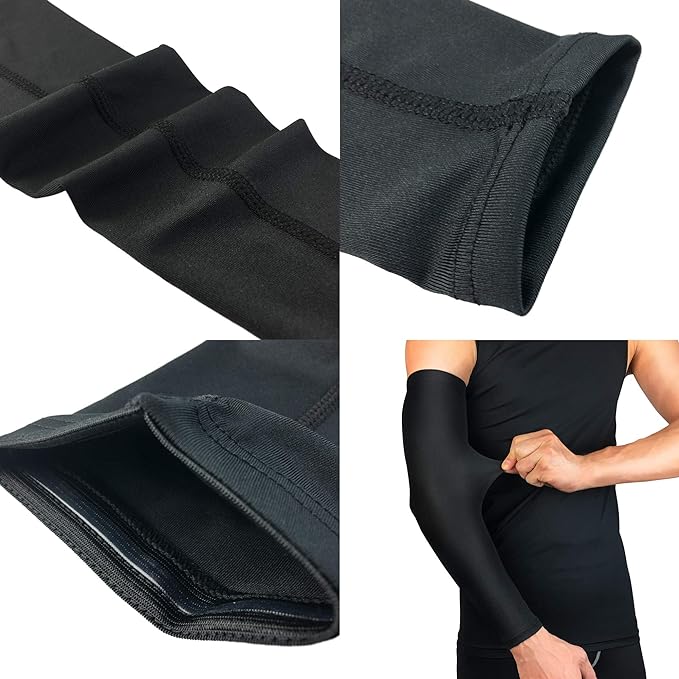 Koutei Arm Covers for Sports Pack of 2, Solid Color, Anti-Slip, UV Protection, Arm Cover, Arm Sleeves, Cooling, Sweat-Absorbent, Quick-Drying, UV Protection, Sunscreen Cover, Silicone Included - NewNest Australia