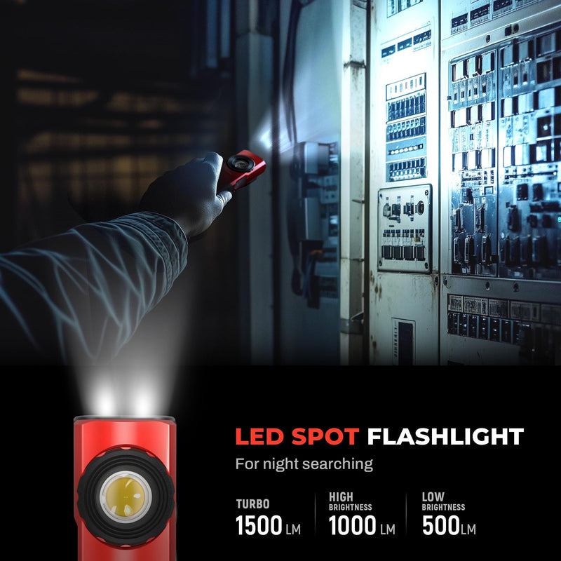 Anhay Rechargeable Flashlights 1500 Lumens EDC Flat Flashlight with 8 Modes, Pocket Flashights Waterproof, Magnetic Small Flashlights Powerful for Checking, Working, Camping, USB-C Charging