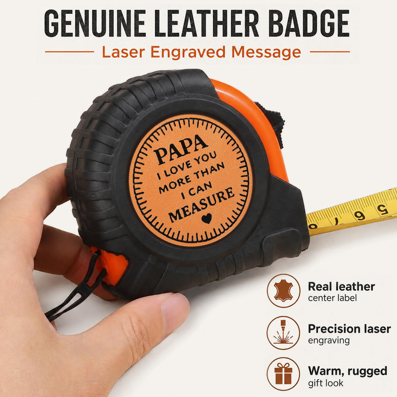 Grandpa Fathers Day Papa Gift from Grandkids Father's Day Birthday Gifts for Grandfather Best Papa Gift Papaw Pop Pop Gifts from Granddaughter Genuine Leather Engraved 25 FT Tape Measure Useful Tool