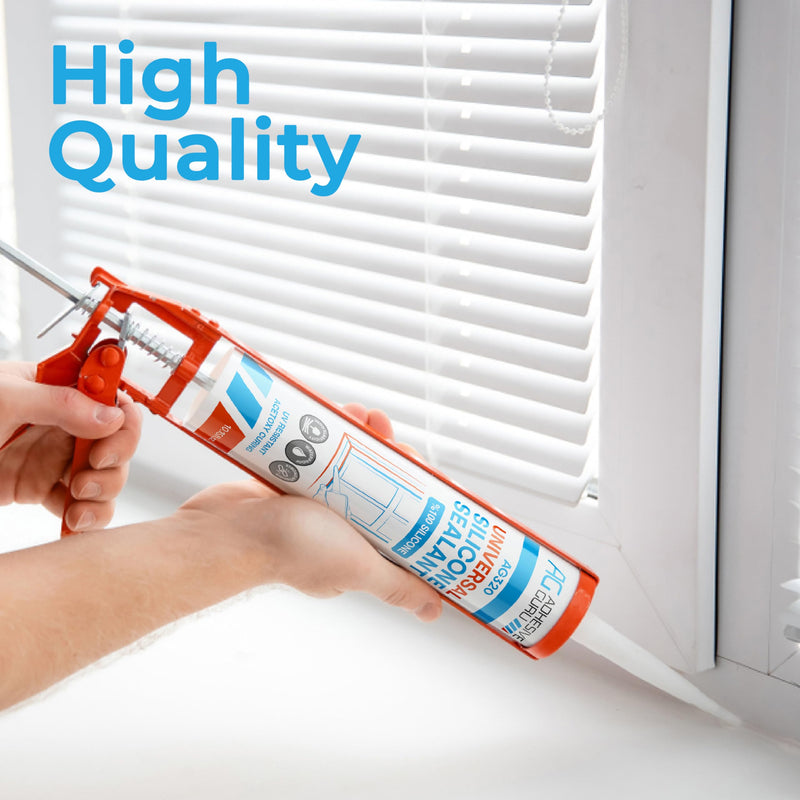 Adhesive Guru All Purpose Clear Silicone Sealant Waterproof (12 x 10.15 fl.oz.), 100% Silicone Caulk, Weatherproof & Flexible Adhesive Sealant for Indoor and Outdoor Use, Transparent -12 Pack 12 Pack 10.15 fl oz