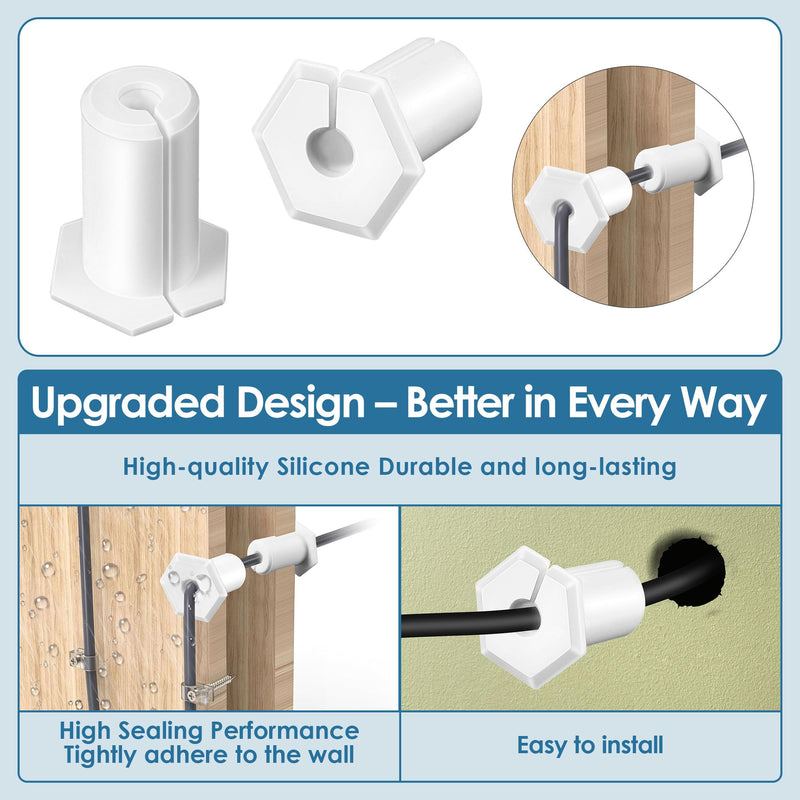 Saillong 2 PCS Cable Routing Kit Compatible with Starlink Ethernet Cable Rubber Grommet for 3/4 Inch Wall Hole Grommet Feed Through Bushing Compatible with Starlink Wall Router Adapter (White) White