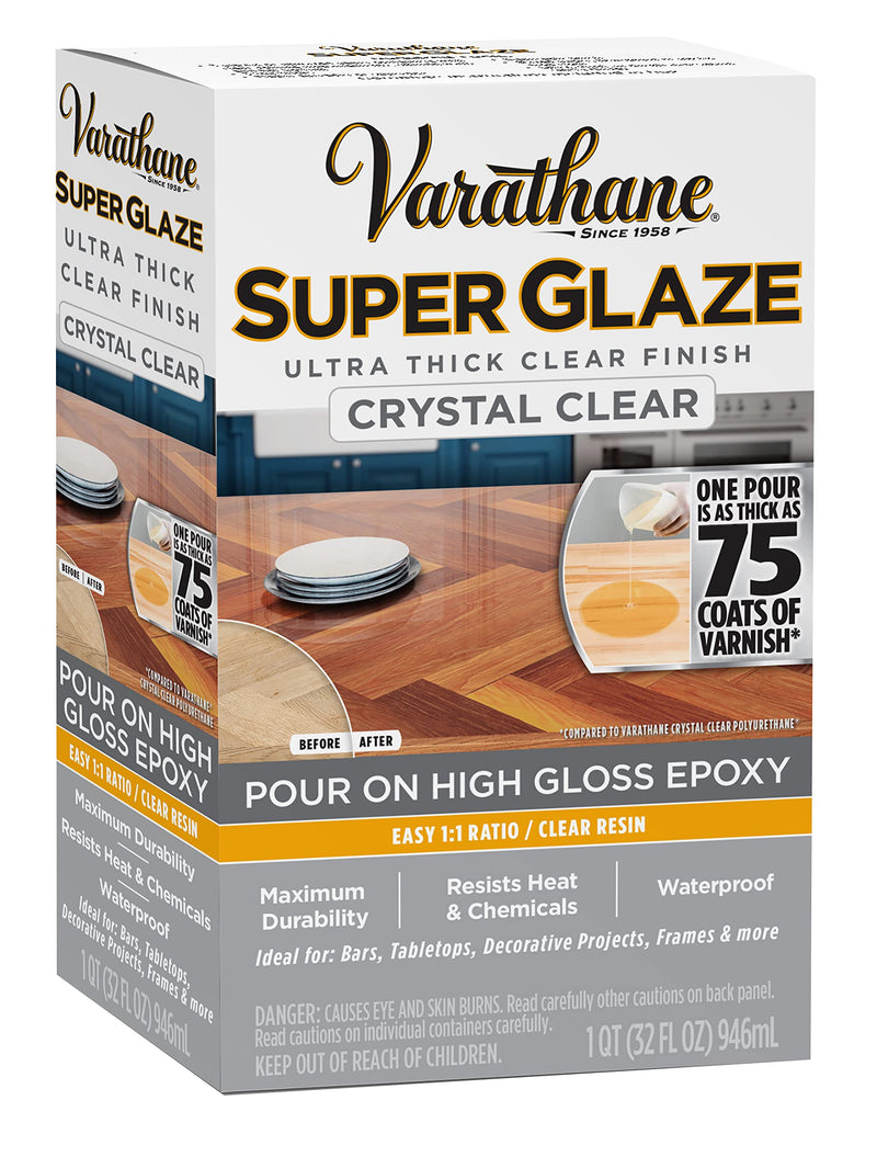 Varathane Crystal Clear Super Glaze High Gloss Epoxy Finish Kit 1 Quart (Pack of 1)