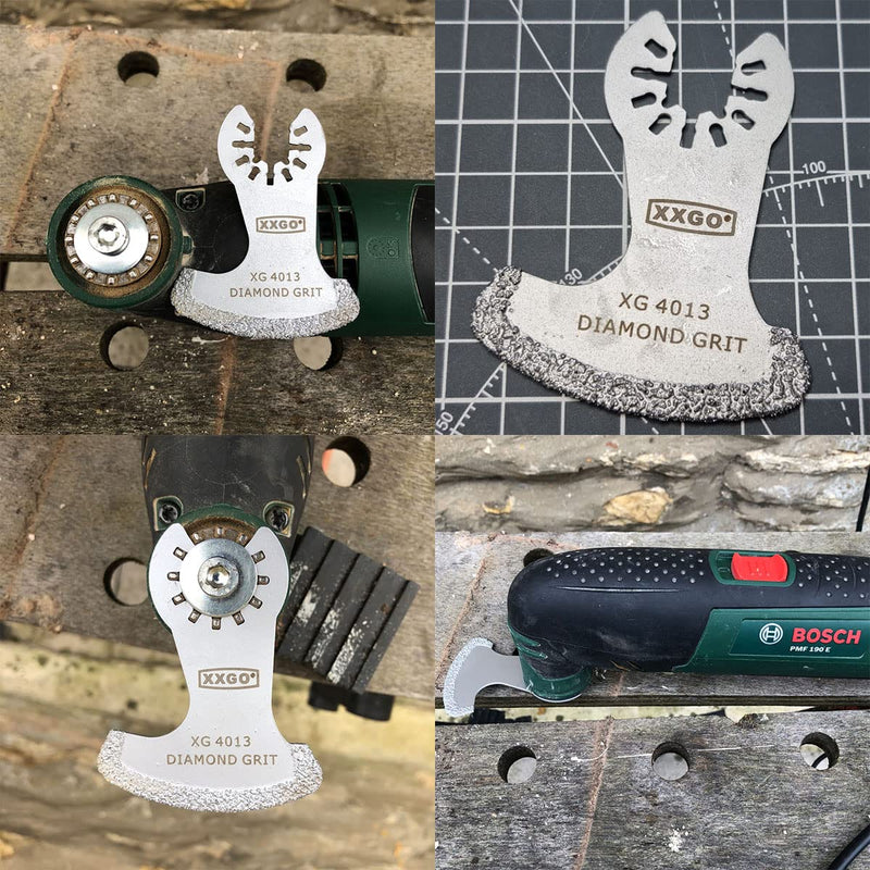 XXGO 4 Pcs Oscillating Multi Tool Diamond Blades for Grit Grout Removal XG4004D Assorted Diamond Blades Kits B - 4 Pcs