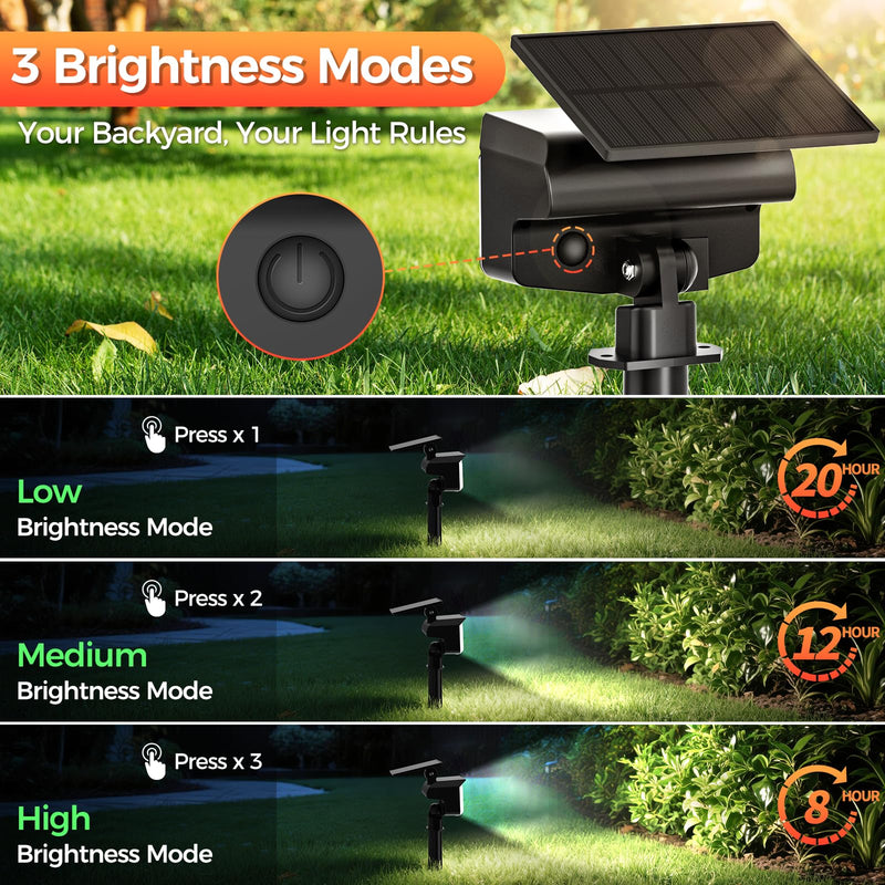 Solar Spot Lights Outdoor, 92 LEDs Landscape Lighting with 3 Lighting Modes and Auto On/Off, IP67 Waterproof Spotlights, Outdoor Solar Lights for Yard Garden, 6 Pack (Cool White) Cool White