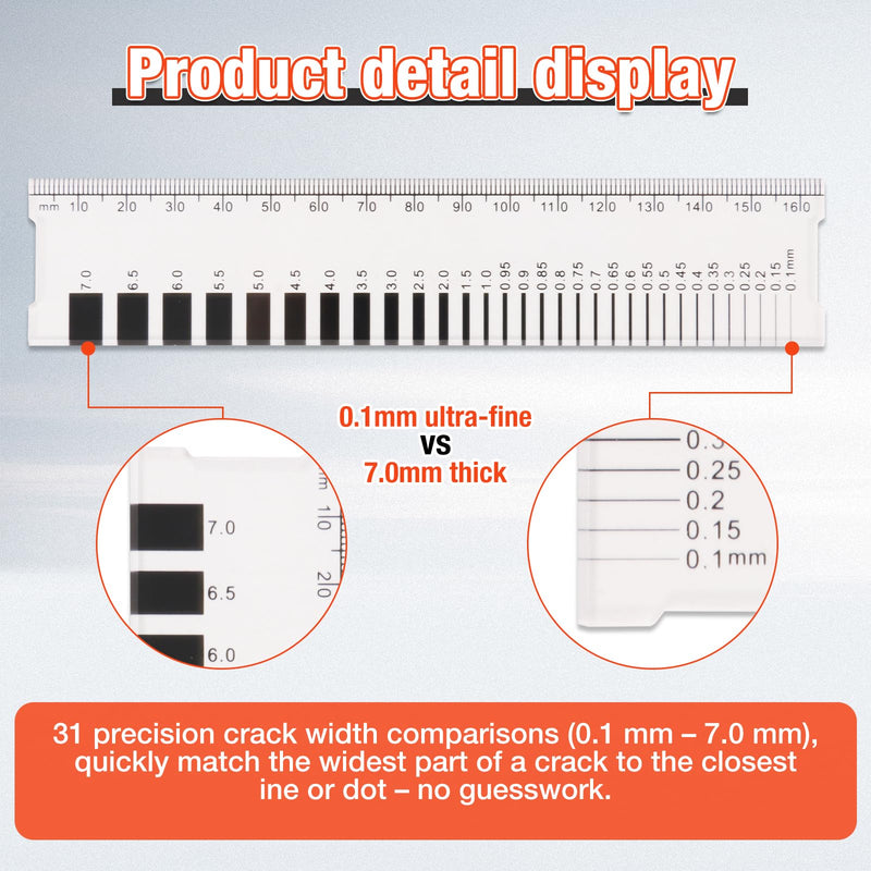 MOETER Crack Width Gauge, Concrete Crack Monitoring Gauge 0-16.5cm Crack Measuring Ruler with 1mm Precision for Measures Cracks (3 Piece) 3
