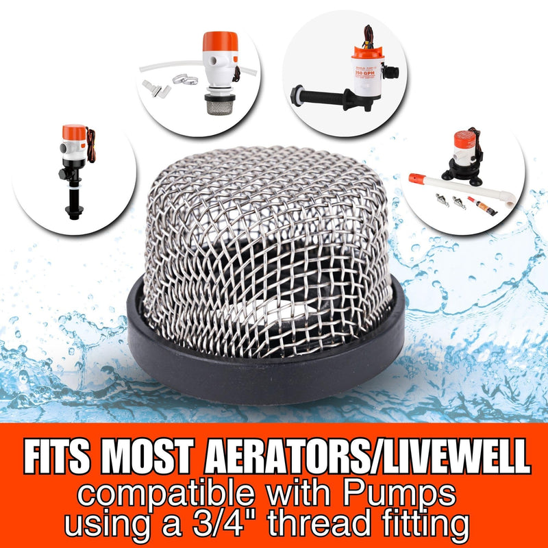 SEAFLO Stainless Steel Mesh Strainer ¾ Inch-14 | Aerator Screen Strainer for Livewell Pump | Corrosion-Resistant, Easy Installation, Marine-Grade Stainless Mesh (1-Pack) 1