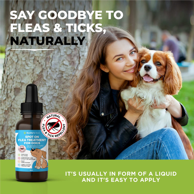 Spot On Flea Treatment For Dogs | Natural Flea & Tick Repellent | Long Lasting & Effective Protection | 50ml - PawsPlanet Australia