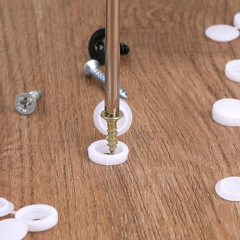 200Pcs Plastic Hinged Screw Cover Caps, 5mm Folding Screw Cover Cap with White Screw Caps, Shutter Screw Caps Snap Washer Covers Flip Tops for Covering Screw Heads, Screw Protection
