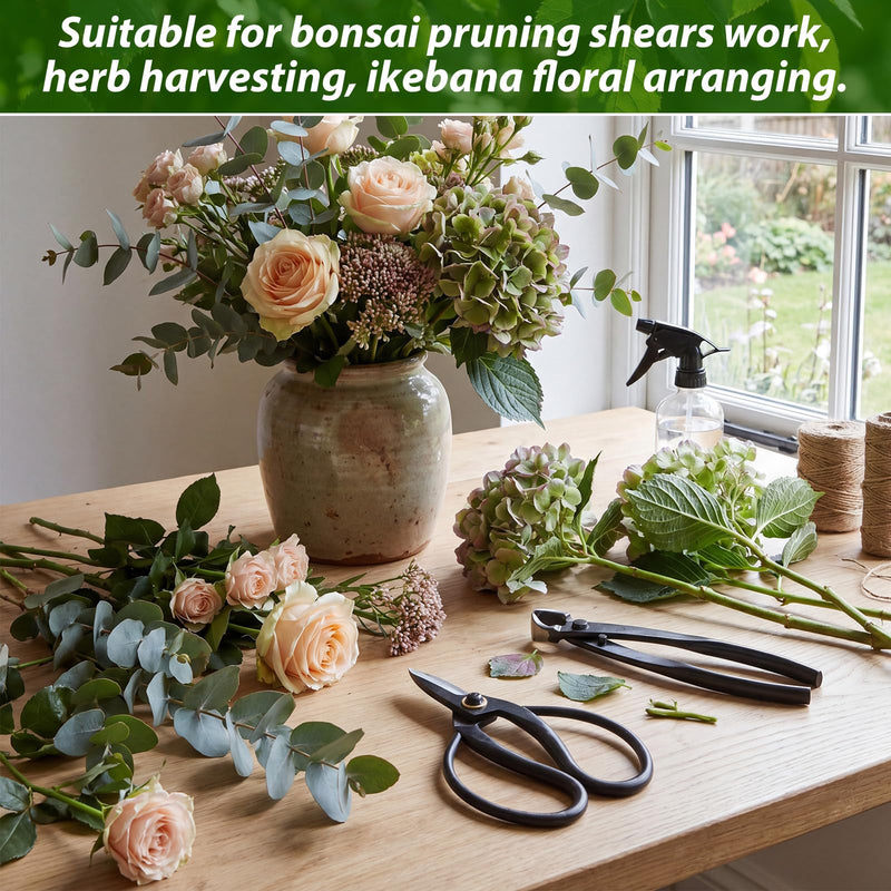 2 Pack Garden Scissors, Stainless Steel Bonsai Pruning Shears with Comfy Grip Handle, Multipurpose Trimming Shears for Bonsai, Herbs, Flowers, Home, Office (Floral Scissors Set) Floral Scissors Set