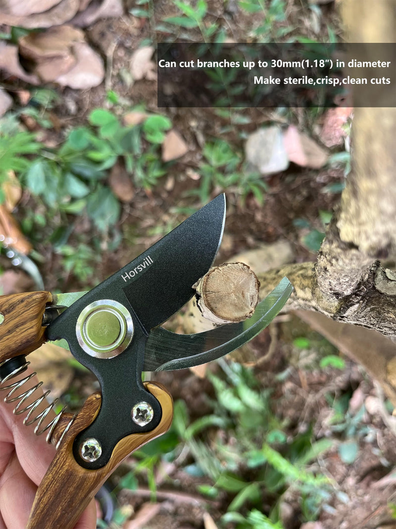 Garden Shears, Japanese Floral branch cutters, Snips for Gardening, Flower scissors Florist clippers, Hand Held Pruners for Gardening Heavy Duty, Pruning shears for garden (Wood Black) Wood Black