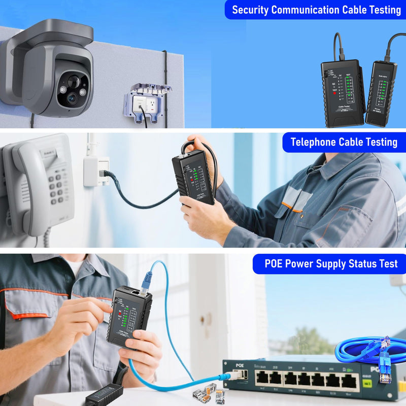 NF-468CS Network Cable Tester Ethernet Cable Wire Tester with Continuity Test for RJ45/RJ11/RJ12/POE/CAT3/CAT5/CAT5E/CAT6/CAT6A UTP/STP LAN and Telephone Line Testing Tool 468CS