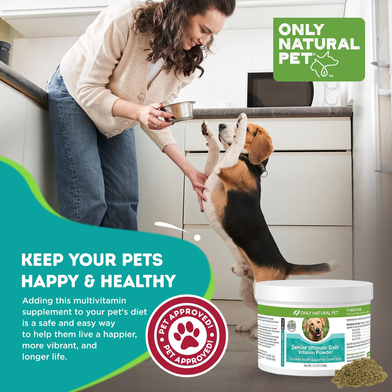 Only Natural Pet Senior Ultimate Daily Canine Vitamin Supplement for Dogs Complete Holistic Health Support - Made in USA, 5.3 oz Turkey Flavored Powder 5.3 Ounce (Pack of 1) - PawsPlanet Australia