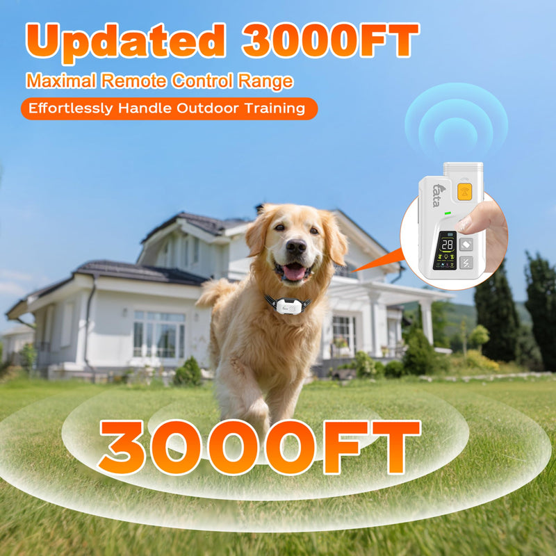 TATA: PupGuide 3000 Pro - 2-in-1 Ultrasonic Dog Remote Trainer, Bark Deterrent & Shock Collar - 4 Modes, Waterproof-Adjustable, Dual Pet Training